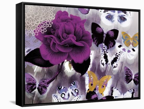 Butterfly Collage Magenta-Evangeline Taylor-Framed Stretched Canvas