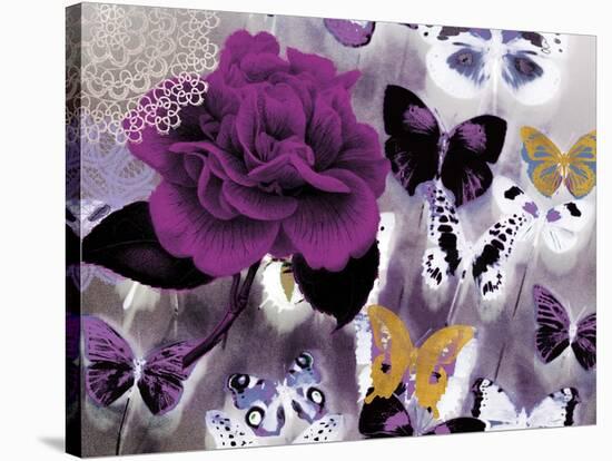 Butterfly Collage Magenta-Evangeline Taylor-Stretched Canvas