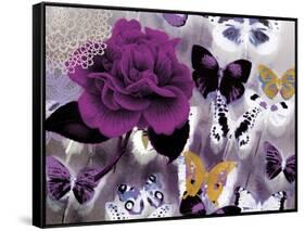 Butterfly Collage Magenta-Evangeline Taylor-Framed Stretched Canvas