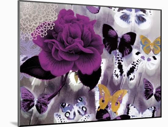 Butterfly Collage Magenta-Evangeline Taylor-Mounted Art Print