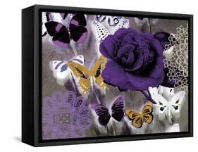 Butterfly Collage Purple-Evangeline Taylor-Framed Stretched Canvas