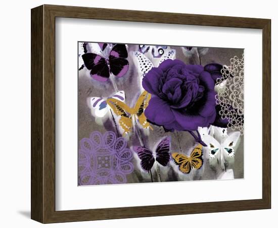 Butterfly Collage Purple-Evangeline Taylor-Framed Art Print