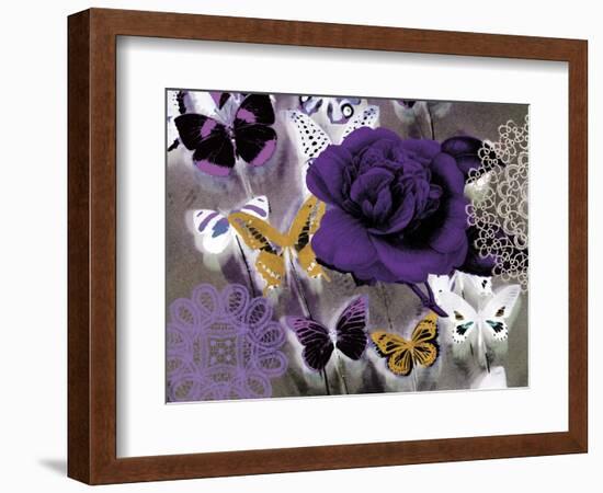 Butterfly Collage Purple-Evangeline Taylor-Framed Art Print