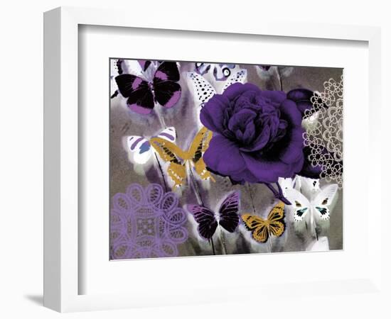 Butterfly Collage Purple-Evangeline Taylor-Framed Art Print