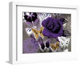 Butterfly Collage Purple-Evangeline Taylor-Framed Art Print