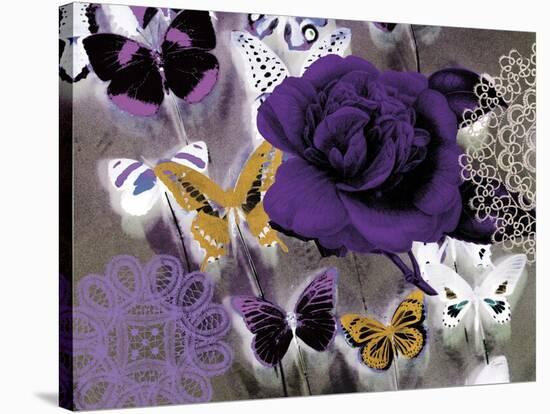 Butterfly Collage Purple-Evangeline Taylor-Stretched Canvas