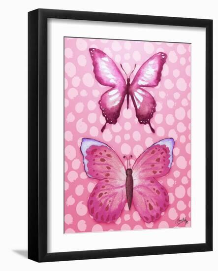 Butterfly Duo in Pink-Elizabeth Medley-Framed Art Print