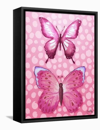 Butterfly Duo in Pink-Elizabeth Medley-Framed Stretched Canvas