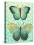 Butterfly Duo in Teal-Elizabeth Medley-Stretched Canvas