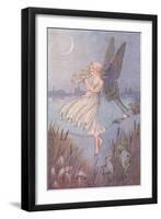 Butterfly Girl Playing Flute-null-Framed Art Print