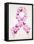 Butterfly in Breast Cancer Awareness Ribbon-cienpies-Framed Stretched Canvas