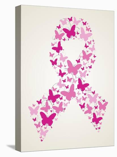 Butterfly in Breast Cancer Awareness Ribbon-cienpies-Stretched Canvas