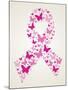 Butterfly in Breast Cancer Awareness Ribbon-cienpies-Mounted Art Print