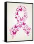 Butterfly in Breast Cancer Awareness Ribbon-cienpies-Framed Stretched Canvas