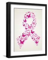 Butterfly in Breast Cancer Awareness Ribbon-cienpies-Framed Art Print