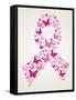 Butterfly in Breast Cancer Awareness Ribbon-cienpies-Framed Stretched Canvas