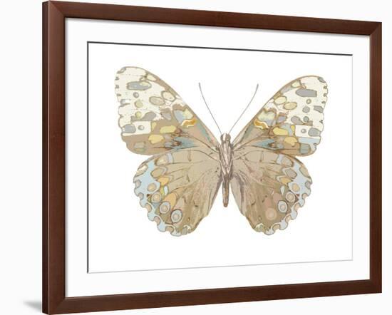 Butterfly in Taupe and Blue-Julia Bosco-Framed Art Print