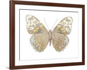 Butterfly in Taupe and Blue-Julia Bosco-Framed Art Print