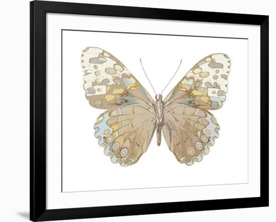 Butterfly in Taupe and Blue-Julia Bosco-Framed Art Print