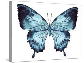 Butterfly Indigo Blue Watercolor-Alecs Chu-Stretched Canvas