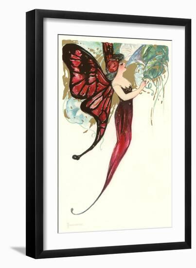 Butterfly Lady,Art Nouveau-null-Framed Art Print