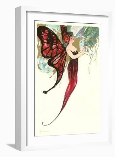 Butterfly Lady,Art Nouveau-null-Framed Art Print