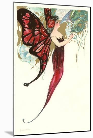 Butterfly Lady,Art Nouveau-null-Mounted Art Print