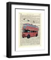 Butterfly London Bus-Marion Mcconaghie-Framed Art Print