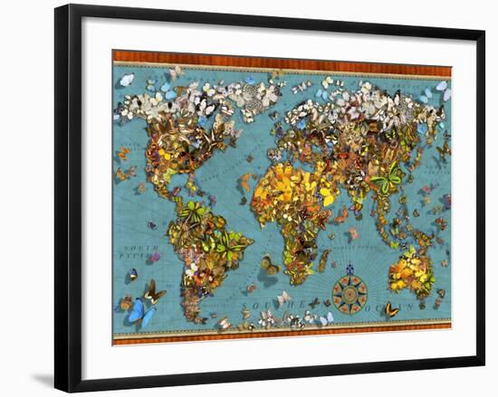 Butterfly Map (Variant 1)-Garry Walton-Framed Art Print