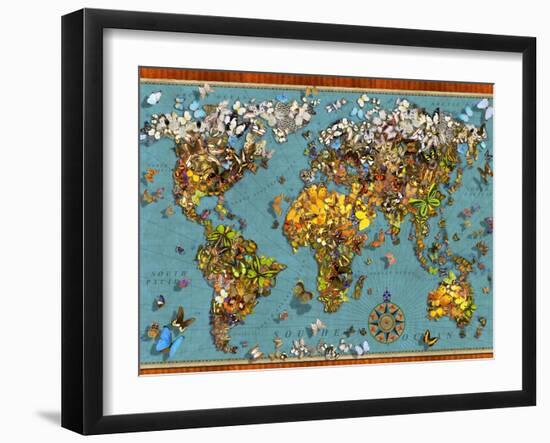 Butterfly Map (Variant 1)-Garry Walton-Framed Art Print