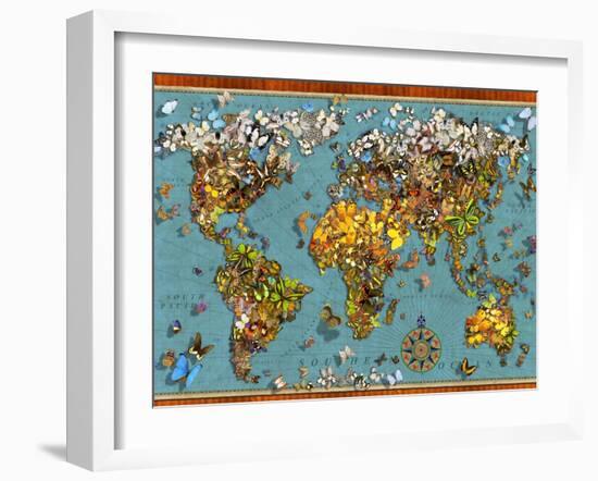 Butterfly Map (Variant 1)-Garry Walton-Framed Art Print