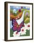 Butterfly on Daisies-Sandra Willard-Framed Giclee Print