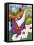 Butterfly on Daisies-Sandra Willard-Framed Stretched Canvas