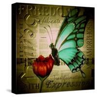 Butterfly on Flower with Words-Cherie Roe Dirksen-Stretched Canvas