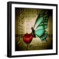 Butterfly on Flower with Words-Cherie Roe Dirksen-Framed Giclee Print