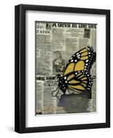 Butterfly On My Newspaper-Cherie Roe Dirksen-Framed Premium Giclee Print