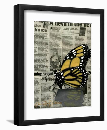 Butterfly On My Newspaper-Cherie Roe Dirksen-Framed Premium Giclee Print