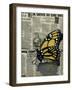 Butterfly On My Newspaper-Cherie Roe Dirksen-Framed Giclee Print