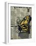 Butterfly On My Newspaper-Cherie Roe Dirksen-Framed Giclee Print