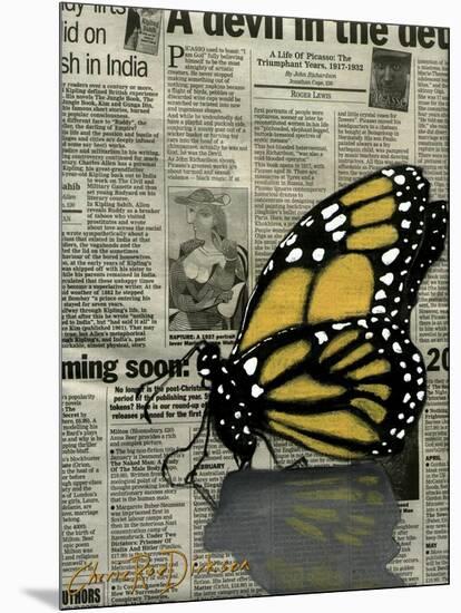 Butterfly On My Newspaper-Cherie Roe Dirksen-Mounted Giclee Print