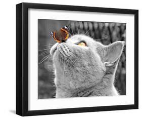 Butterfly on Nose-null-Framed Art Print