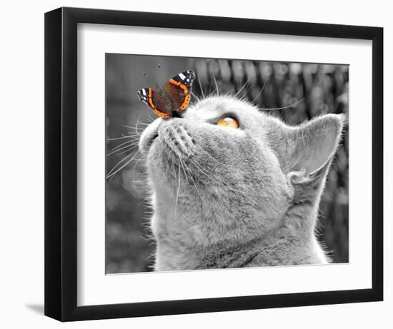 Butterfly on Nose-null-Framed Art Print