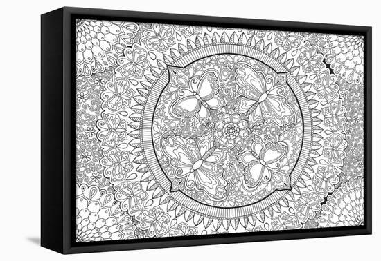 Butterfly Party Mandala-Hello Angel-Framed Stretched Canvas