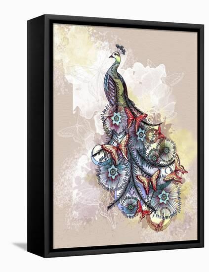 Butterfly Peacock-The Tangled Peacock-Framed Stretched Canvas