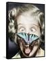Butterfly Perched on Girl's Nose-null-Framed Stretched Canvas