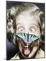 Butterfly Perched on Girl's Nose-null-Mounted Photographic Print