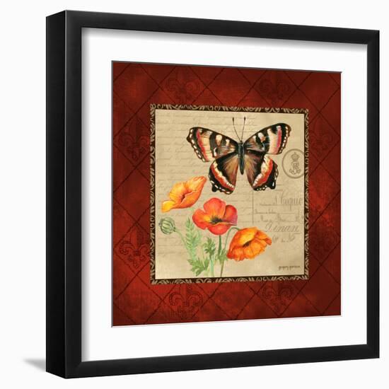 Butterfly & Poppies-Gregory Gorham-Framed Art Print