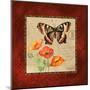 Butterfly & Poppies-Gregory Gorham-Mounted Art Print