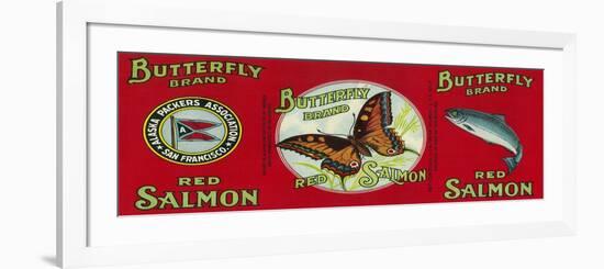 Butterfly Salmon Can Label - San Francisco, CA-Lantern Press-Framed Premium Giclee Print