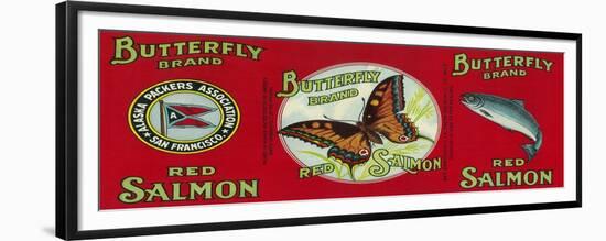 Butterfly Salmon Can Label - San Francisco, CA-Lantern Press-Framed Premium Giclee Print